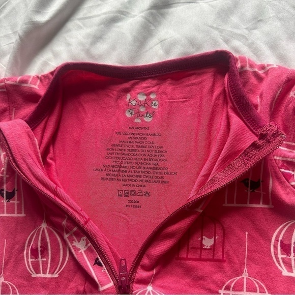 Kickee Pants Basic Fitted Coverall Pajamas Zip-Up w/ Butt Flap Pink Size 6-9mo - Picture 2 of 3